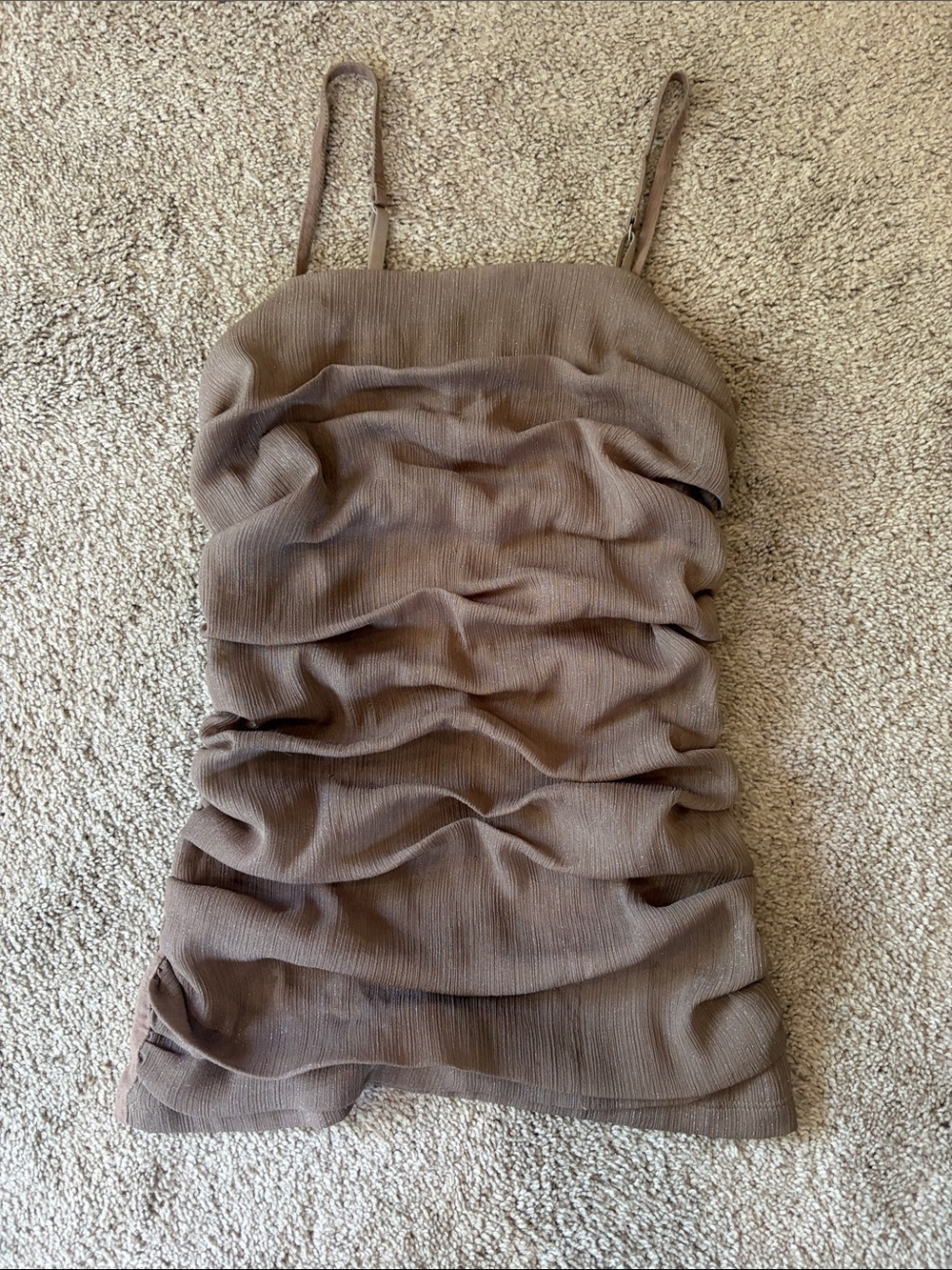 Express Taupe Ruched Cami with Spaghetti Straps